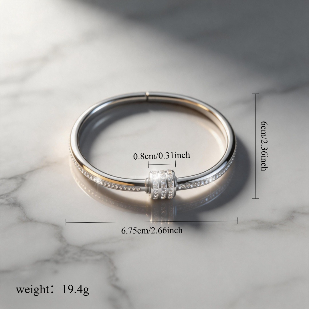Women's Hypoallergenic Bangle Bracelet, Elegant Hinged Cuff